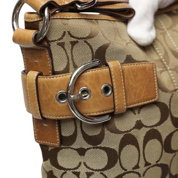 Coach 3574 Canvas and Leather Signature Shoulder Bag, Camel - Picture 11 of 16